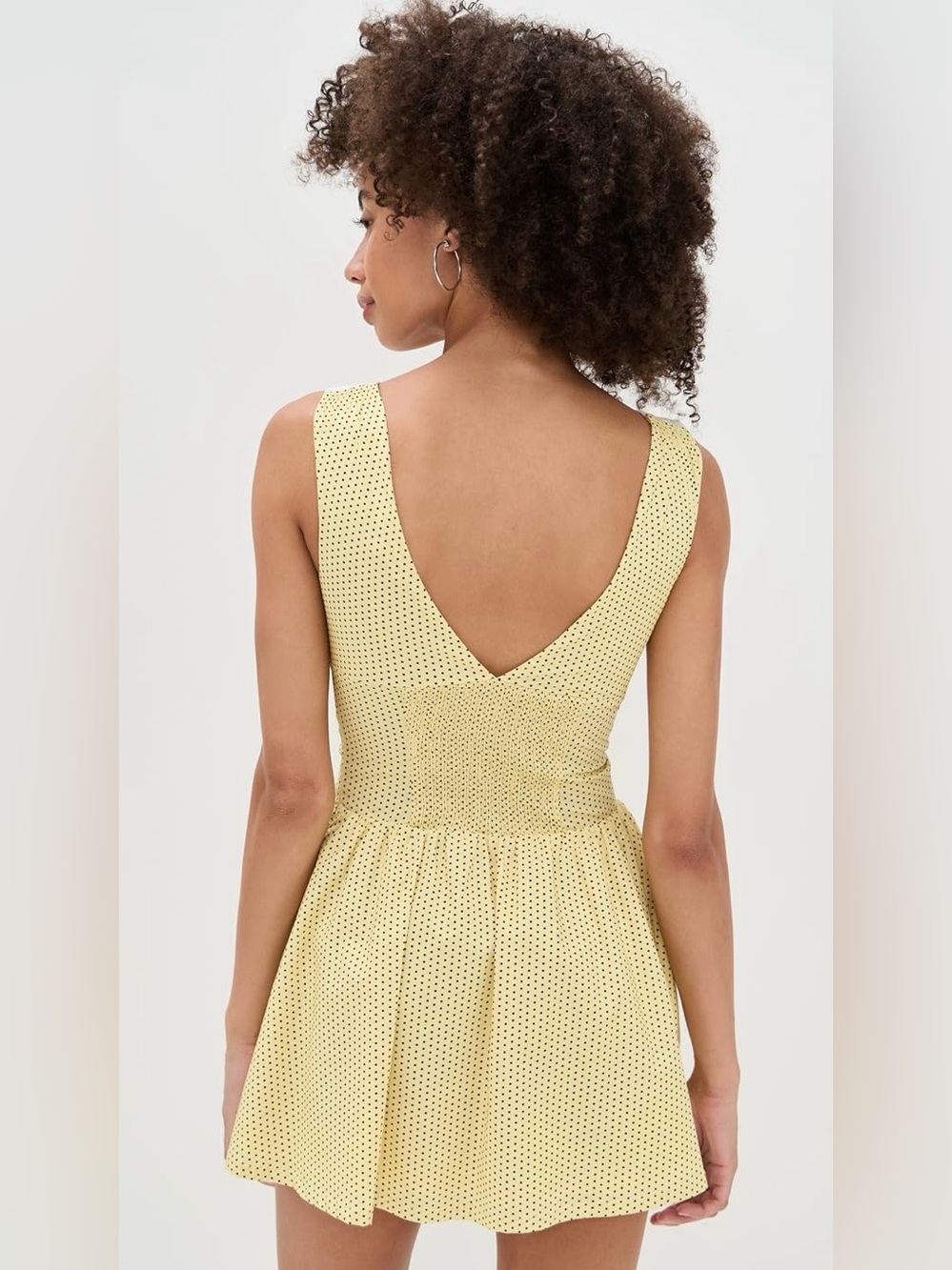 FRANKIE’S BIKINI Marley Poplin Mini Dress Yellow Polka Dot Button-Front Dress - Picture 2 of 12